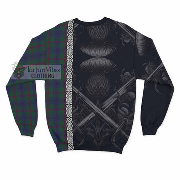 Laurie Tartan Sweatshirt with Family Crest Cross Sword Thistle Celtic Vibes - Tartan Vibes Clothing