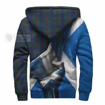 Laurie Tartan Sherpa Hoodie with Family Crest Scotland Patriotic Style - Tartan Vibes Clothing