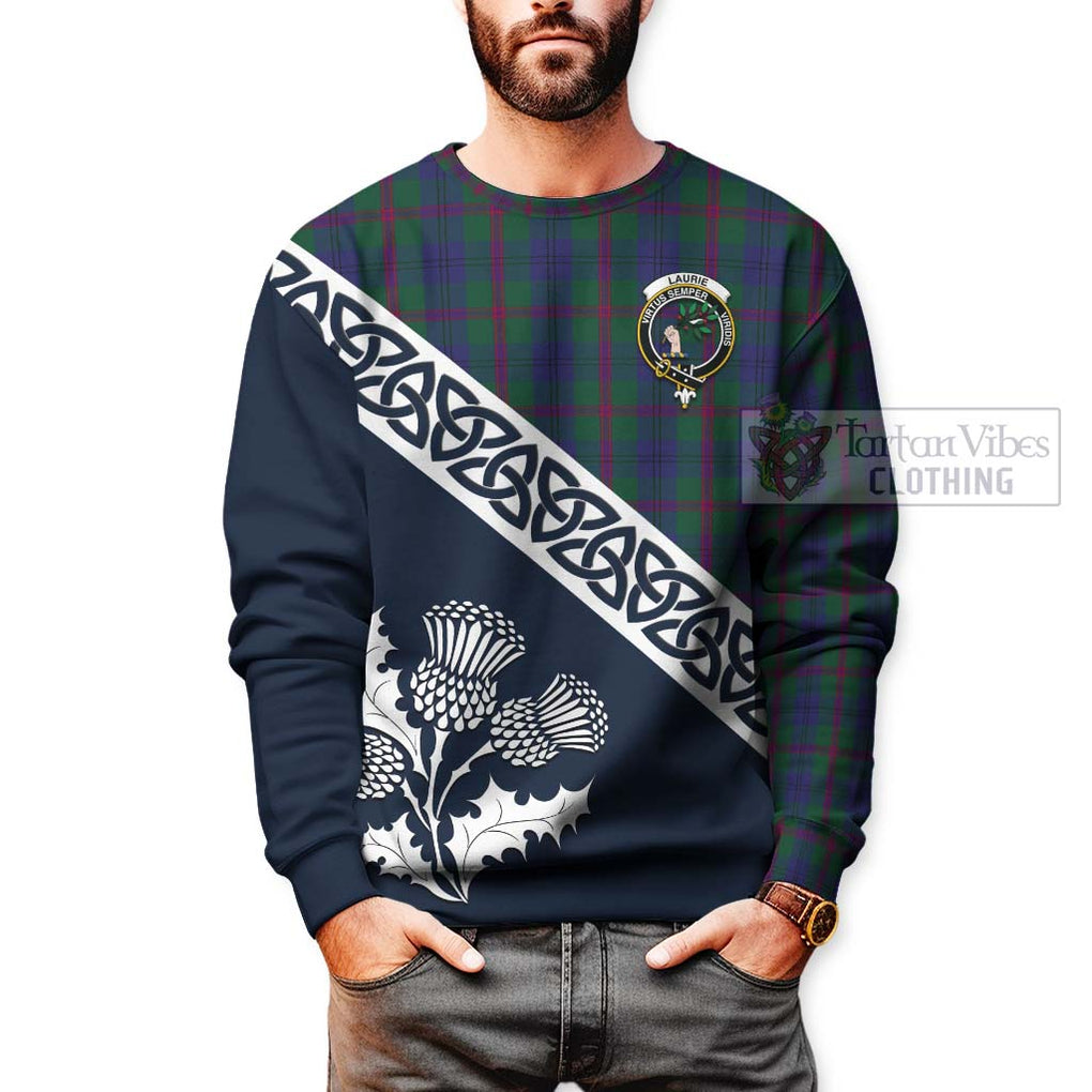 Laurie Tartan Sweatshirt Featuring Thistle and Scotland Map - Tartan Vibes Clothing