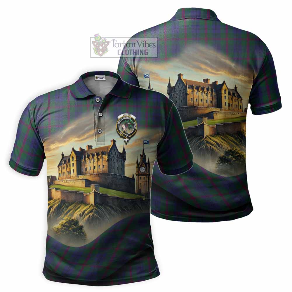 Tartan Vibes Clothing Laurie Tartan Family Crest Polo Shirt with Scottish Ancient Castle Stype