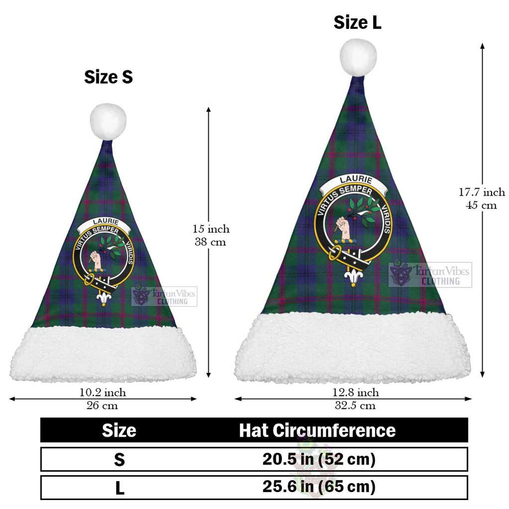 Laurie Tartan Christmas Santa Hats with Family Crest Christmas Hat L 25.6in (65cm) - Tartan Vibes Clothing