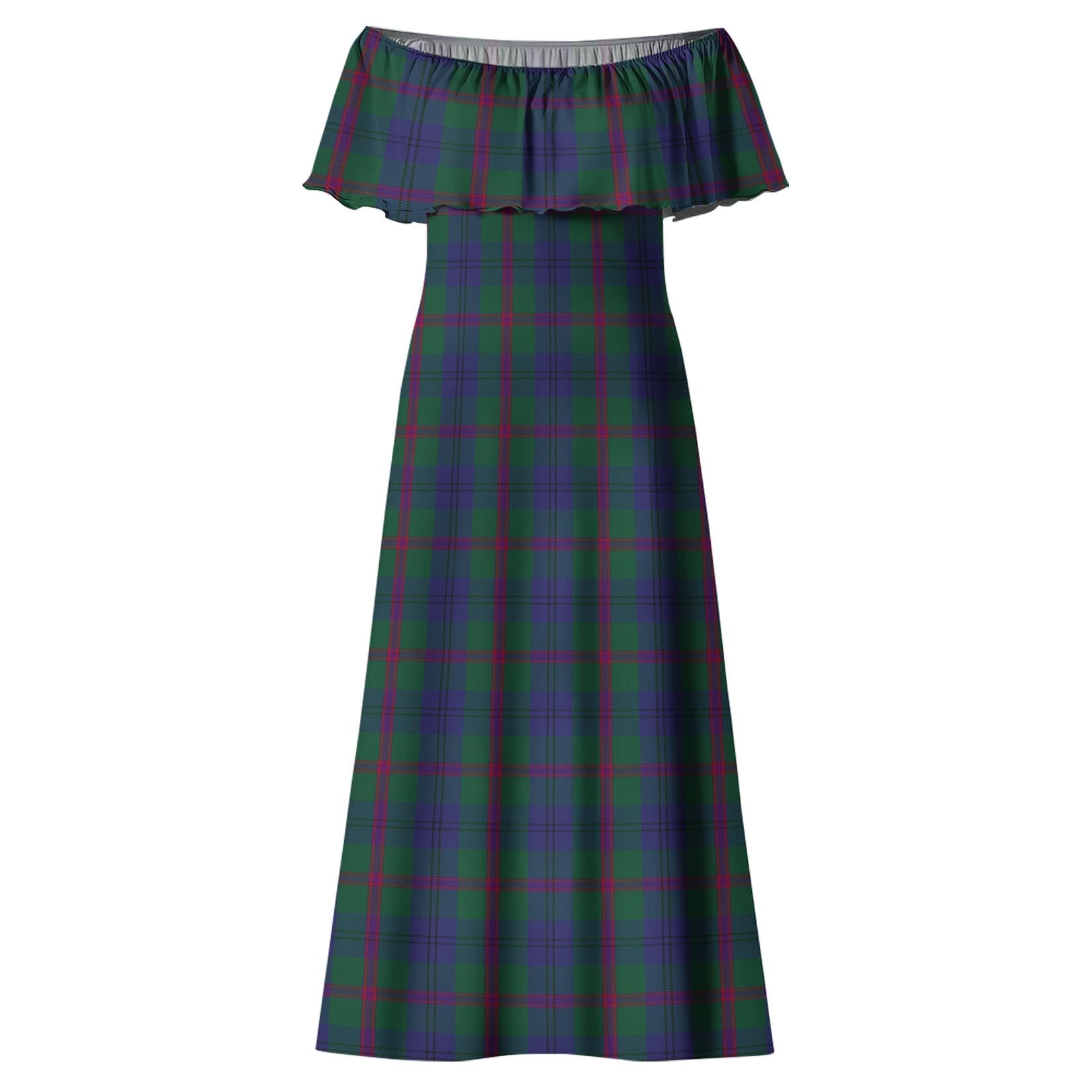 Laurie Tartan Off Shoulder Long Dress - Tartan Vibes Clothing