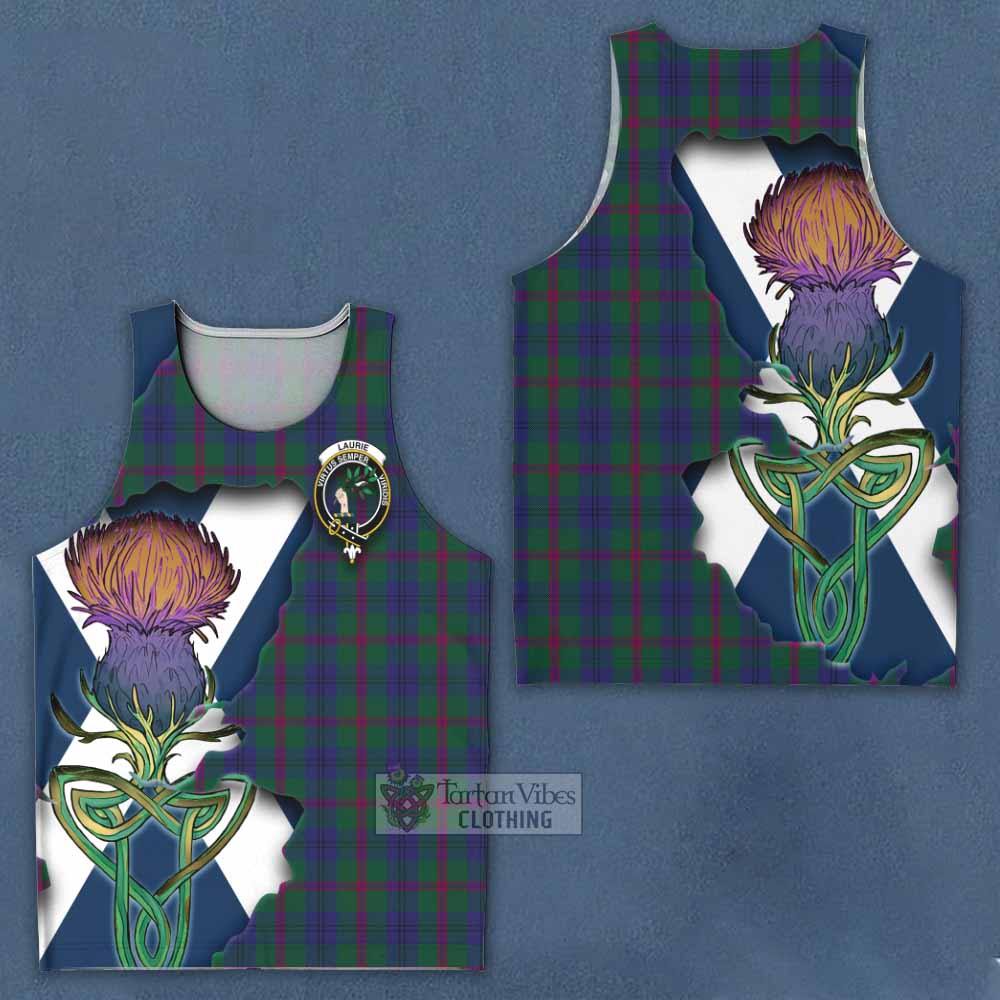 Tartan Vibes Clothing Laurie Tartan Family Crest Men's Tank Top Scottish Thistle Celtic Inspired