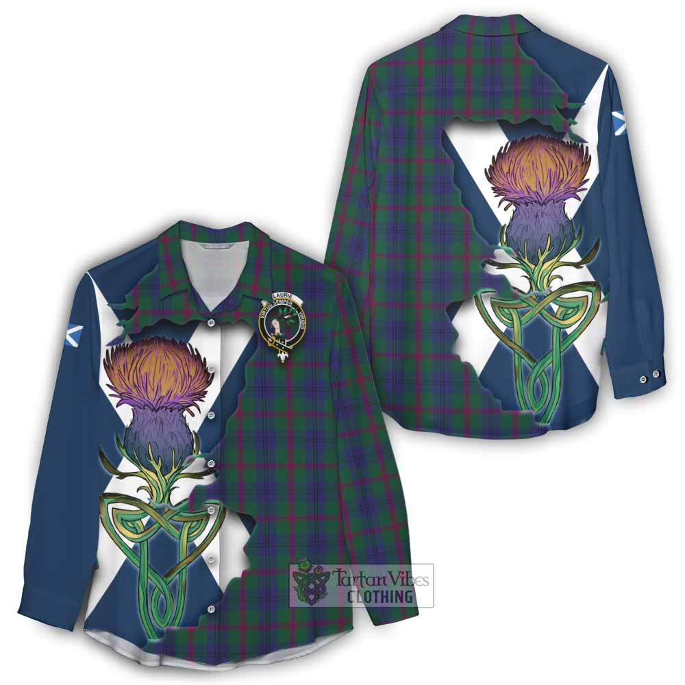 Laurie Tartan Family Crest Women's Casual Shirt Scottish Thistle Celtic Inspired - Tartan Vibes Clothing