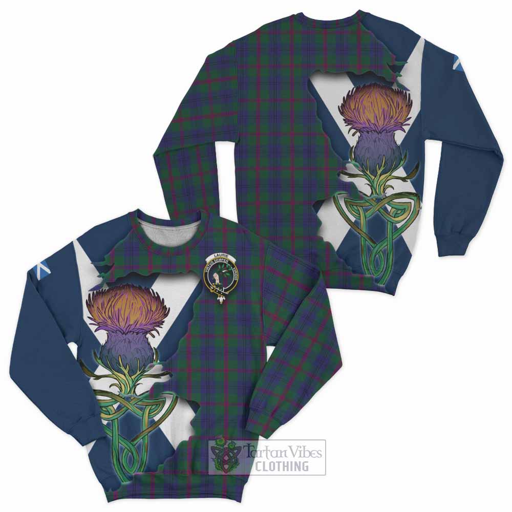 Laurie Tartan Family Crest Sweatshirt Scottish Thistle Celtic Inspired - Tartan Vibes Clothing