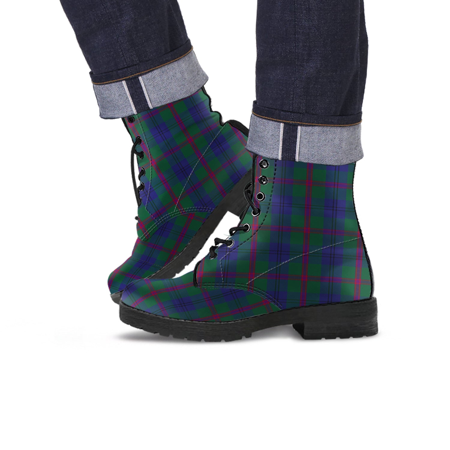Laurie Tartan Leather Boots - Tartan Vibes Clothing