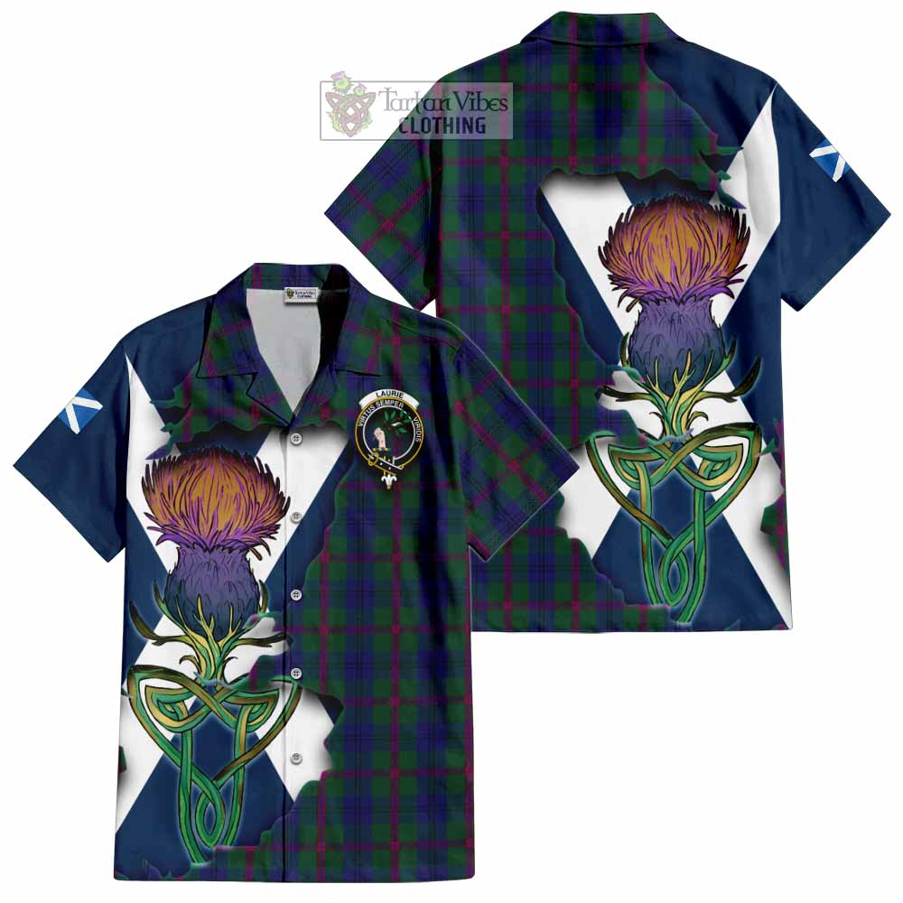 Laurie Tartan Family Crest Hawaiian Shirt Scottish Thistle Celtic Inspired - Tartan Vibes Clothing