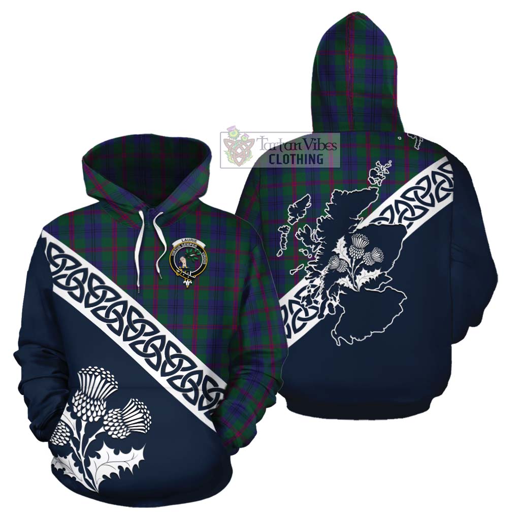 Laurie Tartan Cotton Hoodie Featuring Thistle and Scotland Map Zip Hoodie - Tartan Vibes Clothing