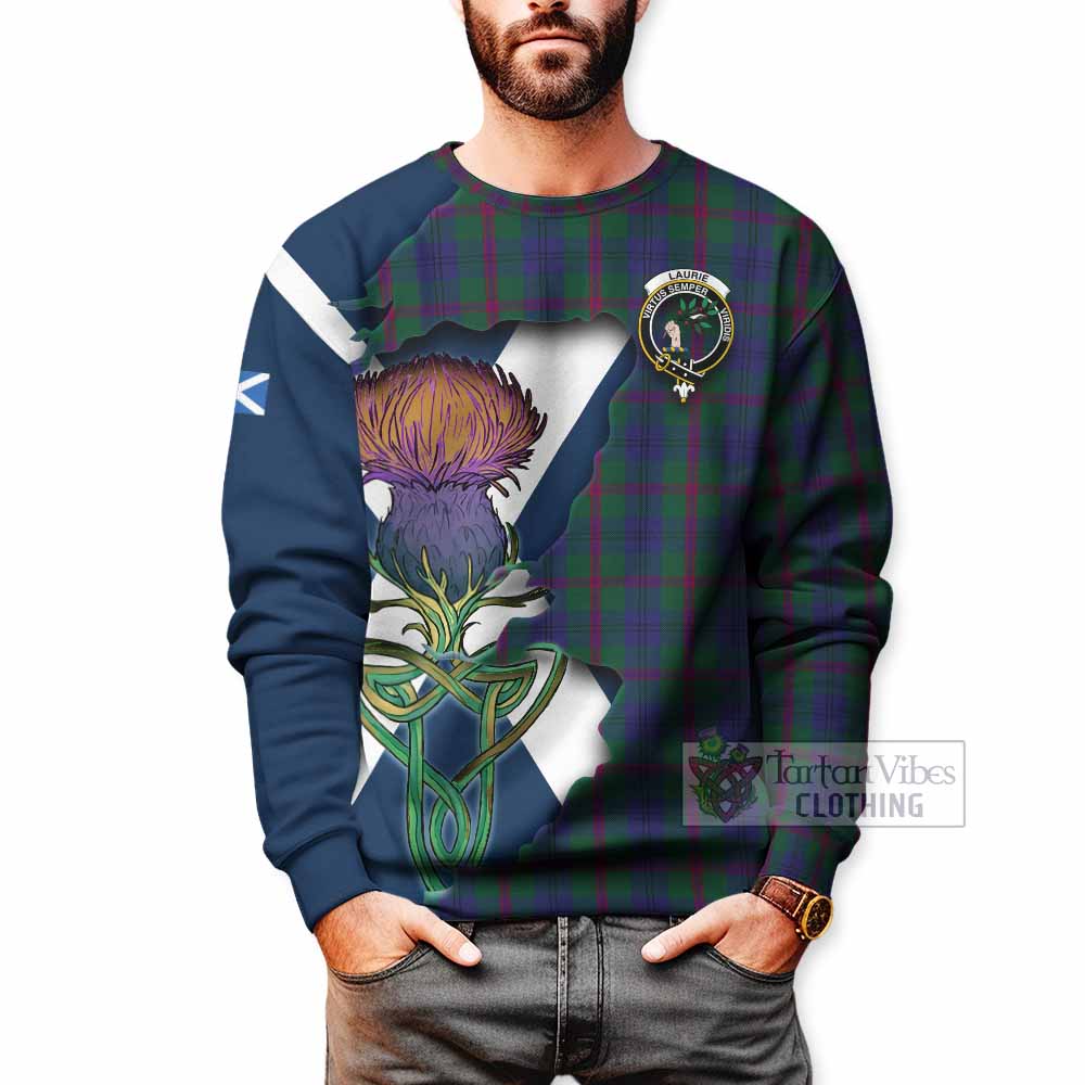 Laurie Tartan Family Crest Sweatshirt Scottish Thistle Celtic Inspired - Tartan Vibes Clothing