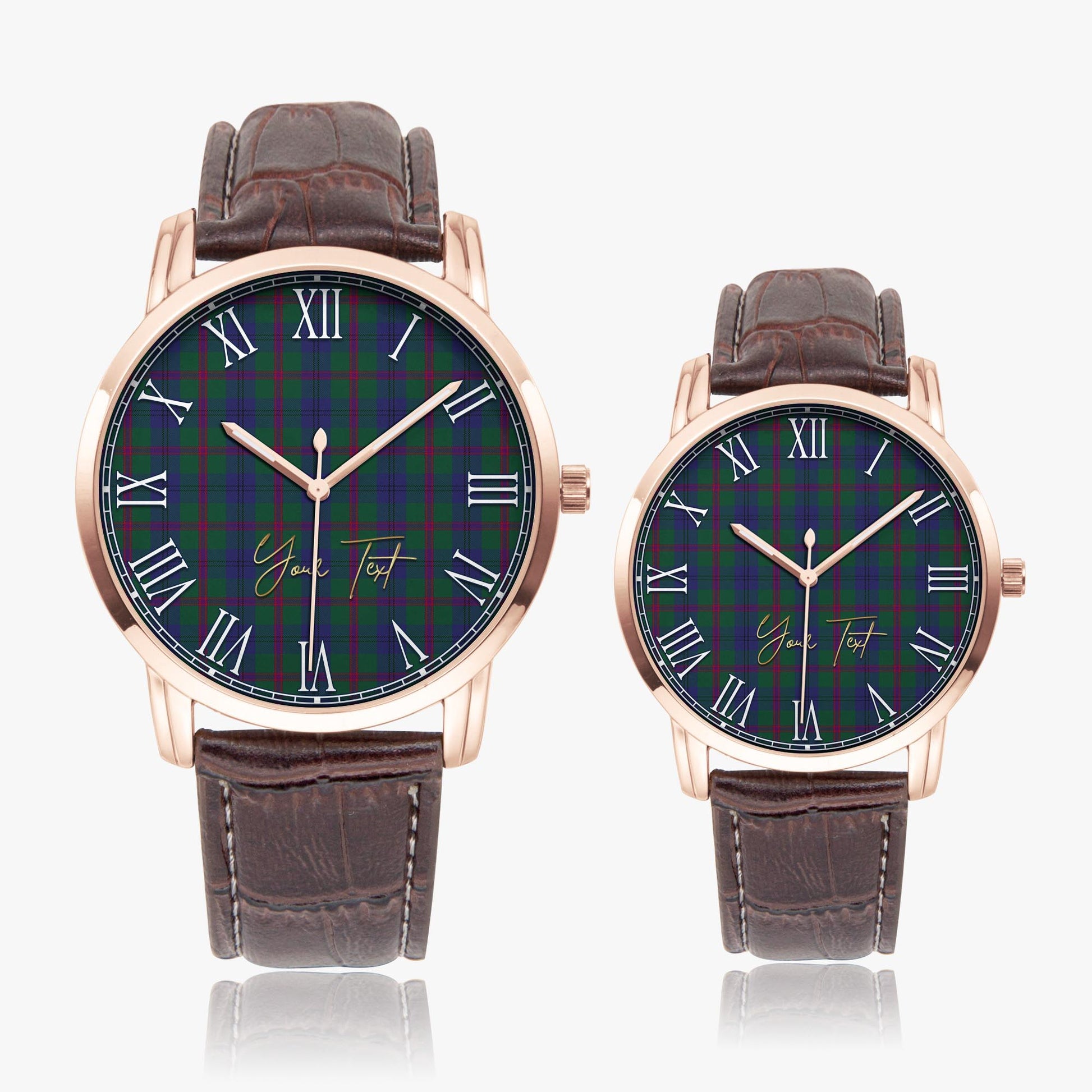 Laurie Tartan Personalized Your Text Leather Trap Quartz Watch - Tartan Vibes Clothing