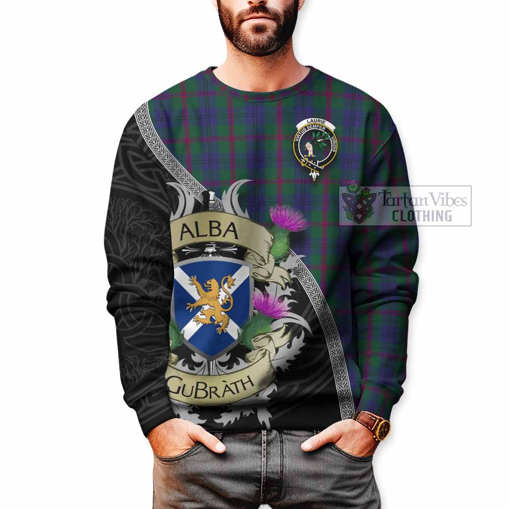 Laurie Tartan Family Crest Sweatshirt Lion Rampant Royal Thistle Shield Celtic Inspired - Tartan Vibes Clothing