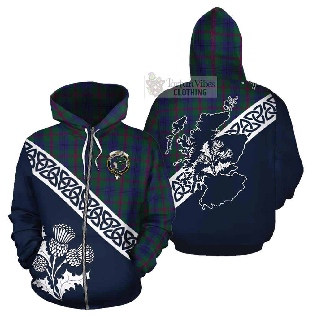 Laurie Tartan Cotton Hoodie Featuring Thistle and Scotland Map - Tartan Vibes Clothing