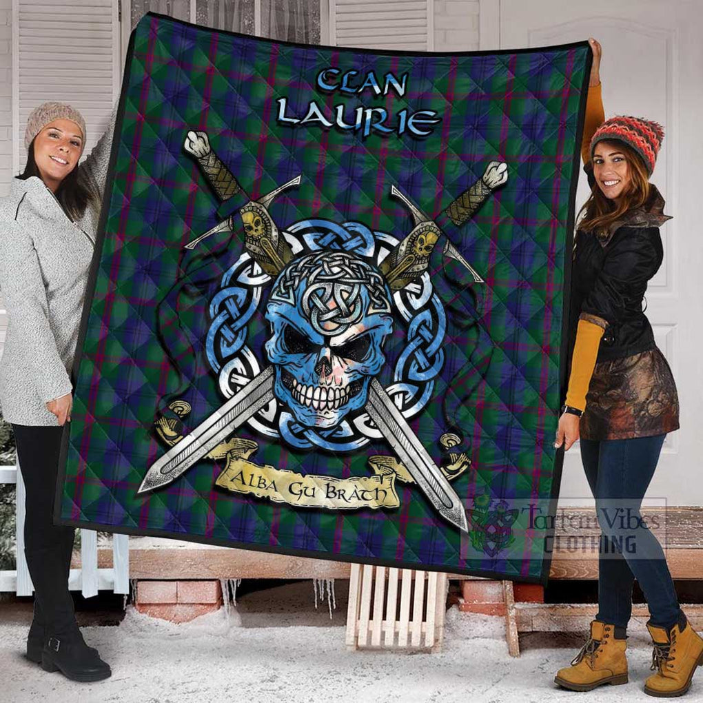 Laurie Tartan Quilt with Celtic Skull Alba Gu Brath Style - Tartan Vibes Clothing
