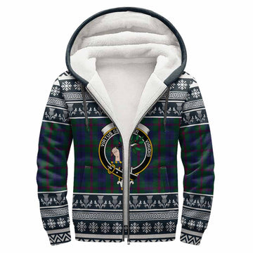 Laurie Clan Tartan Christmas Fleece Hoodie with Family Crest