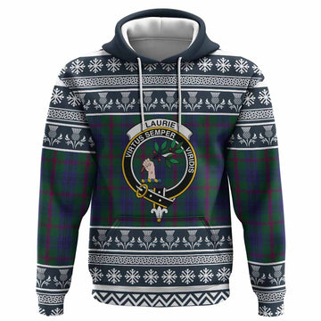 Laurie Clan Tartan Christmas Hoodie with Family Crest