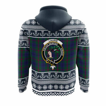 Laurie Clan Tartan Christmas Hoodie with Family Crest