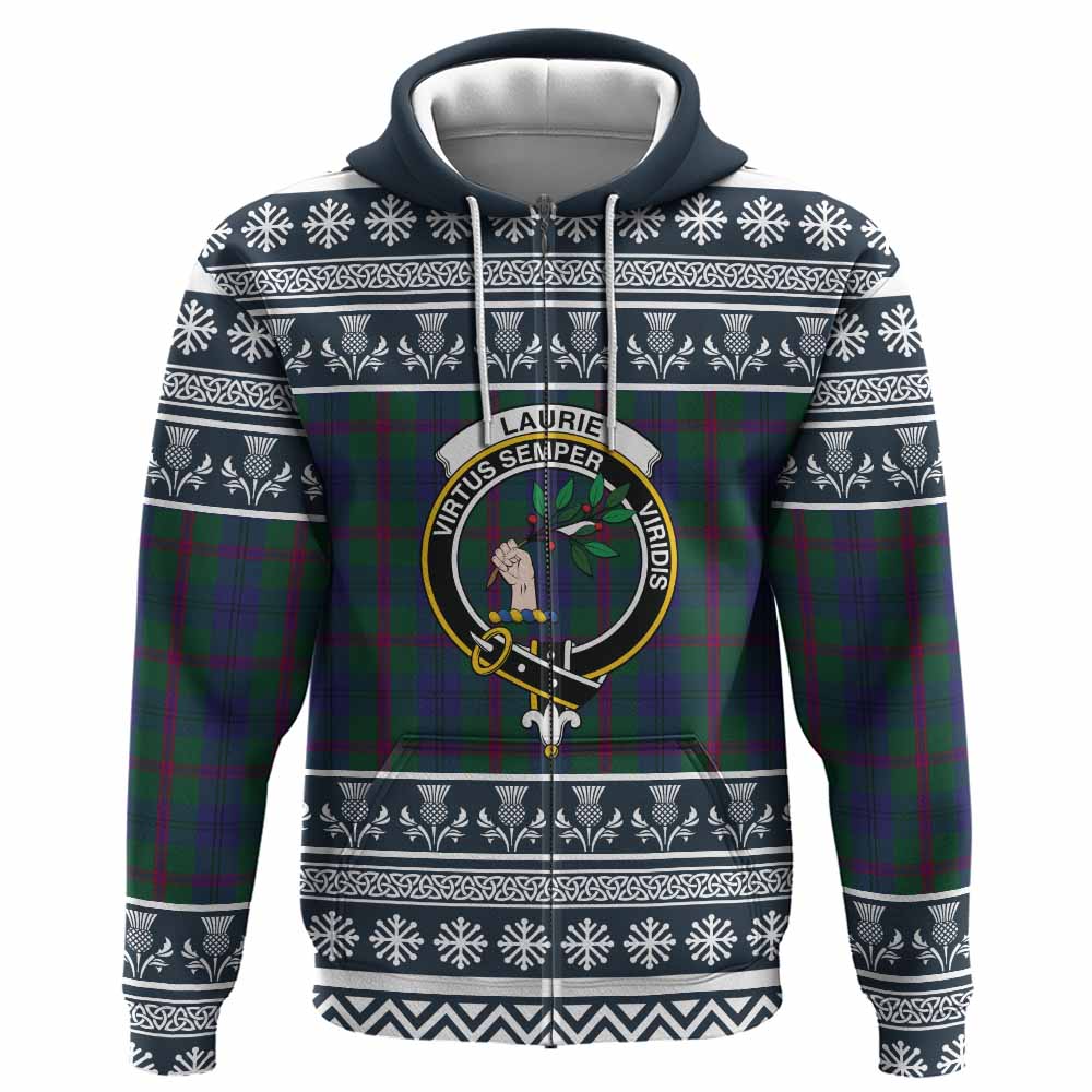 Laurie Clan Tartan Christmas Hoodie with Family Crest - Tartan Vibes Clothing