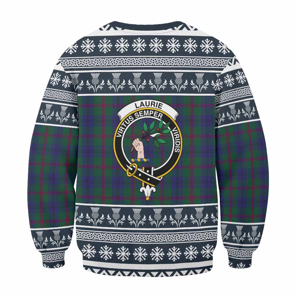 Laurie Clan Tartan Christmas Sweatshirt with Family Crest - Tartan Vibes Clothing