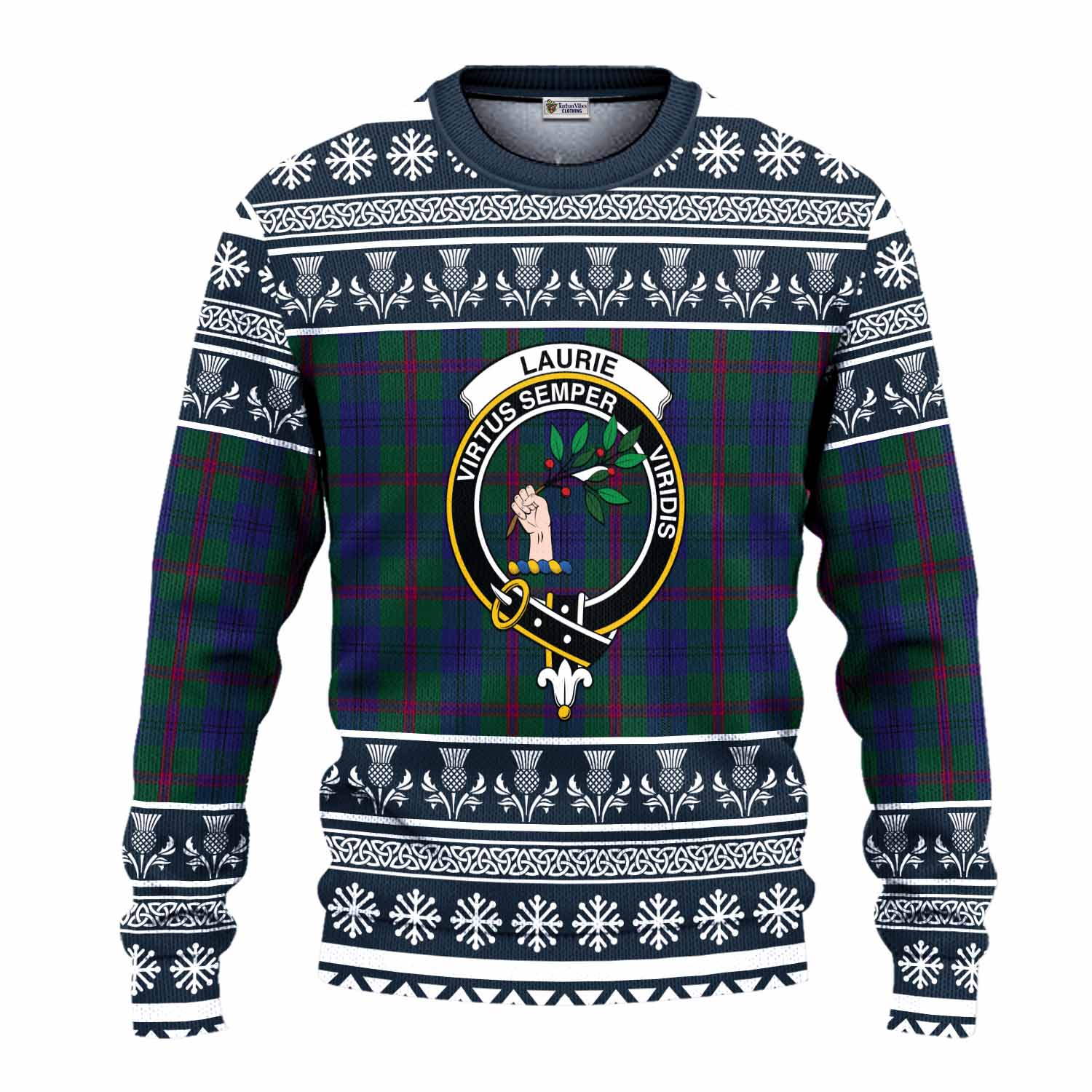 Laurie Clan Tartan Christmas Ugly Sweater with Family Crest - Tartan Vibes Clothing