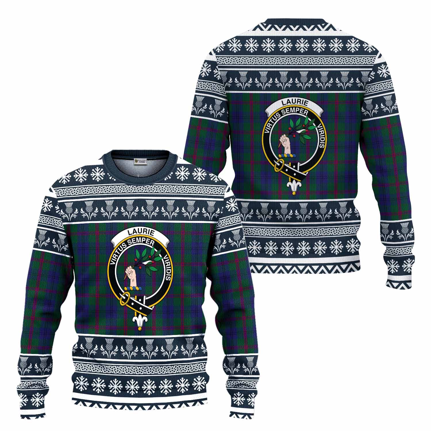Laurie Clan Tartan Christmas Ugly Sweater with Family Crest - Tartan Vibes Clothing