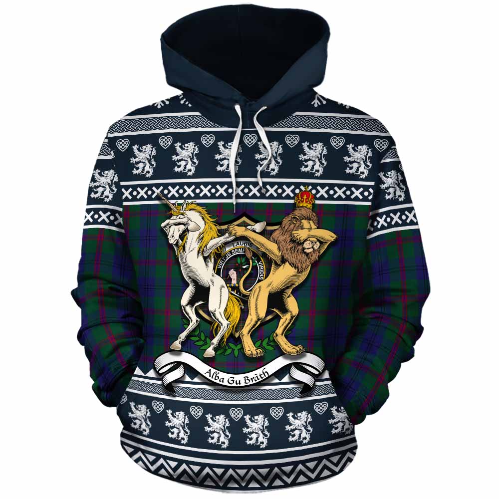 Laurie Clan Tartan Crest Christmas Cotton Hoodie Coat of Arms Funny Style - Tartan Vibes Clothing