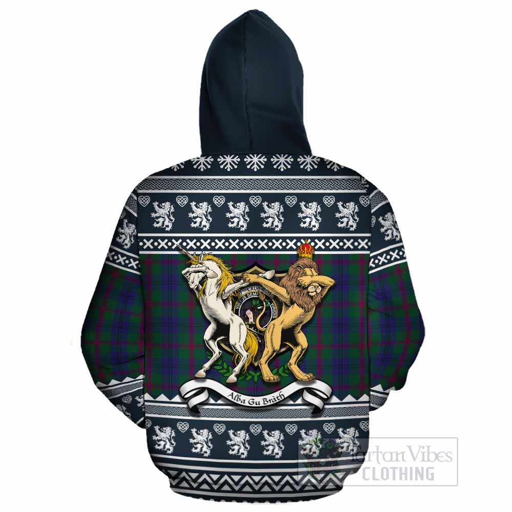 Laurie Clan Tartan Crest Christmas Cotton Hoodie Coat of Arms Funny Style - Tartan Vibes Clothing
