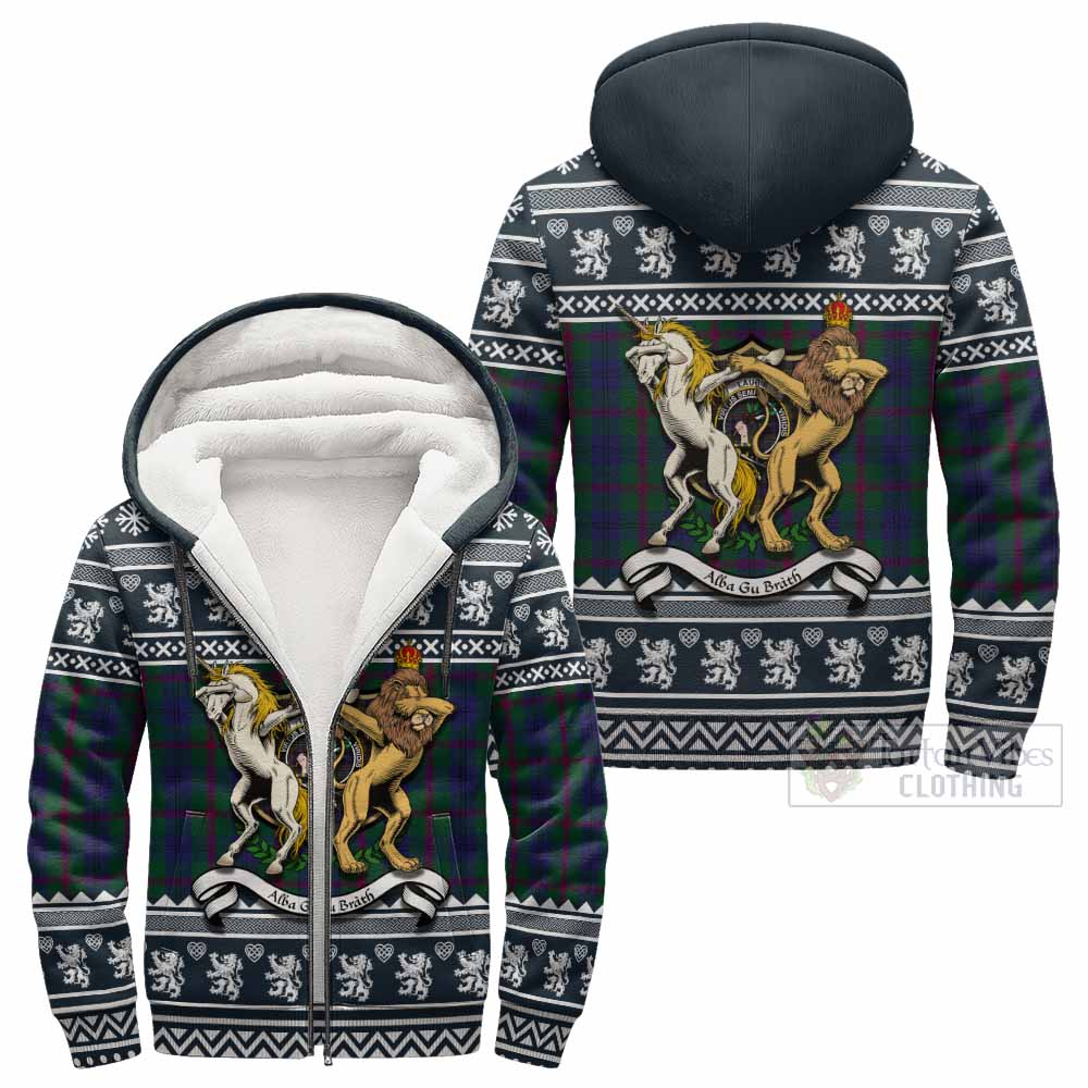 Laurie Clan Tartan Crest Christmas Fleece Hoodie Coat of Arms Funny Style - Tartan Vibes Clothing