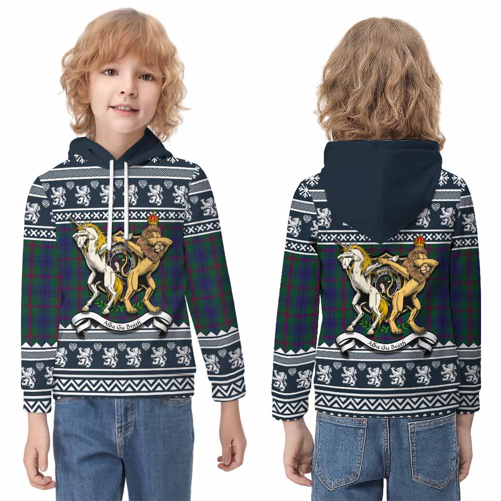 Laurie Clan Tartan Crest Christmas Kid Hoodie Coat of Arms Funny Style - Tartan Vibes Clothing