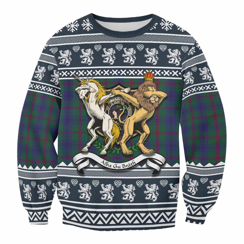 Laurie Clan Tartan Crest Christmas Sweatshirt Coat of Arms Funny Style - Tartan Vibes Clothing