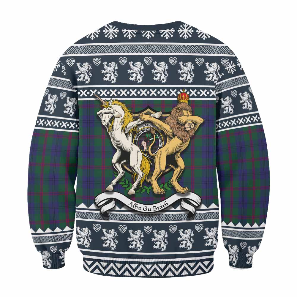 Laurie Clan Tartan Crest Christmas Sweatshirt Coat of Arms Funny Style - Tartan Vibes Clothing
