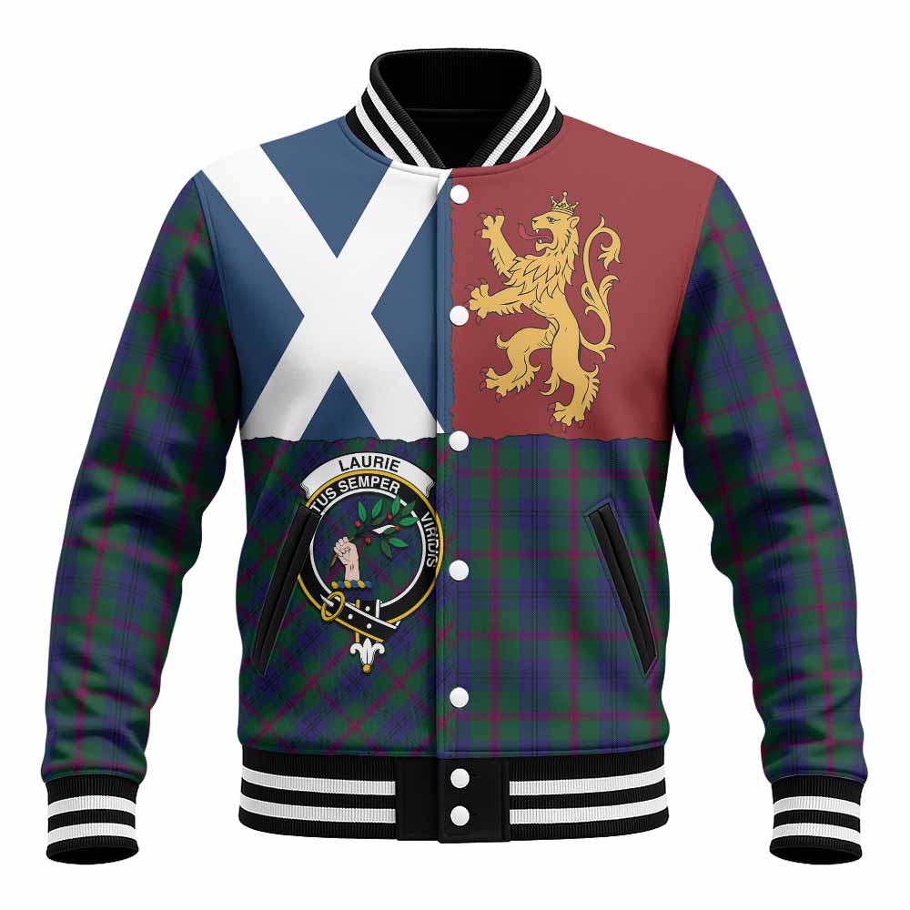 Laurie Crest Tartan Baseball Jacket with Lion Rampant Saltire Style