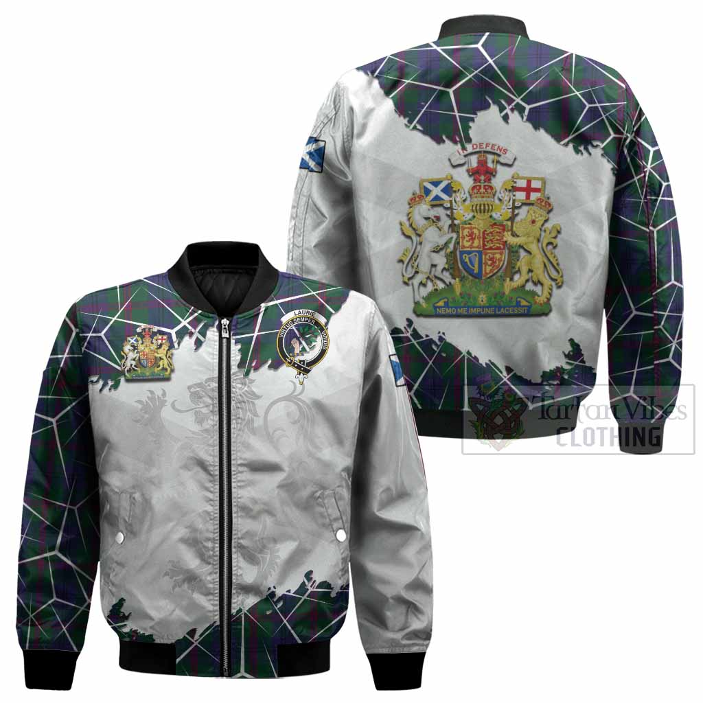 Laurie Tartan Bomber Jacket with Family Crest and Lion Rampant Grunge Style