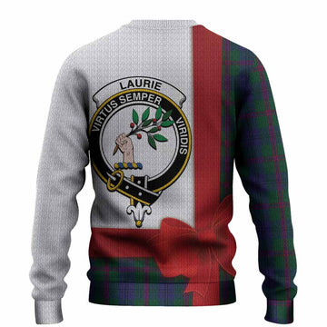 Laurie Tartan Crest Christmas Christmas Ugly Sweater Highland Cow Bagpipes Coquette Bow Style