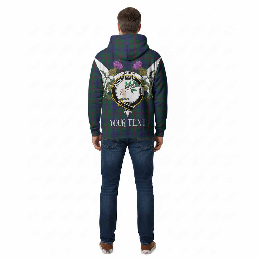 Laurie Tartan Family Crest Cotton Hoodie Scottish Burns Night Thistle Floral