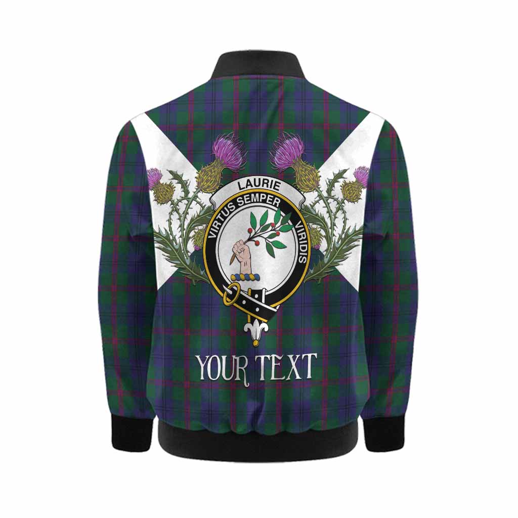 Laurie Tartan Family Crest Kid Bomber Jacket Scottish Burns Night Thistle Floral