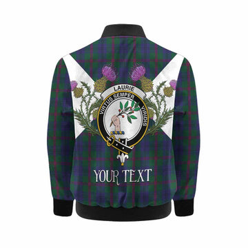 Laurie Tartan Family Crest Kid Bomber Jacket Scottish Burns Night Thistle Floral