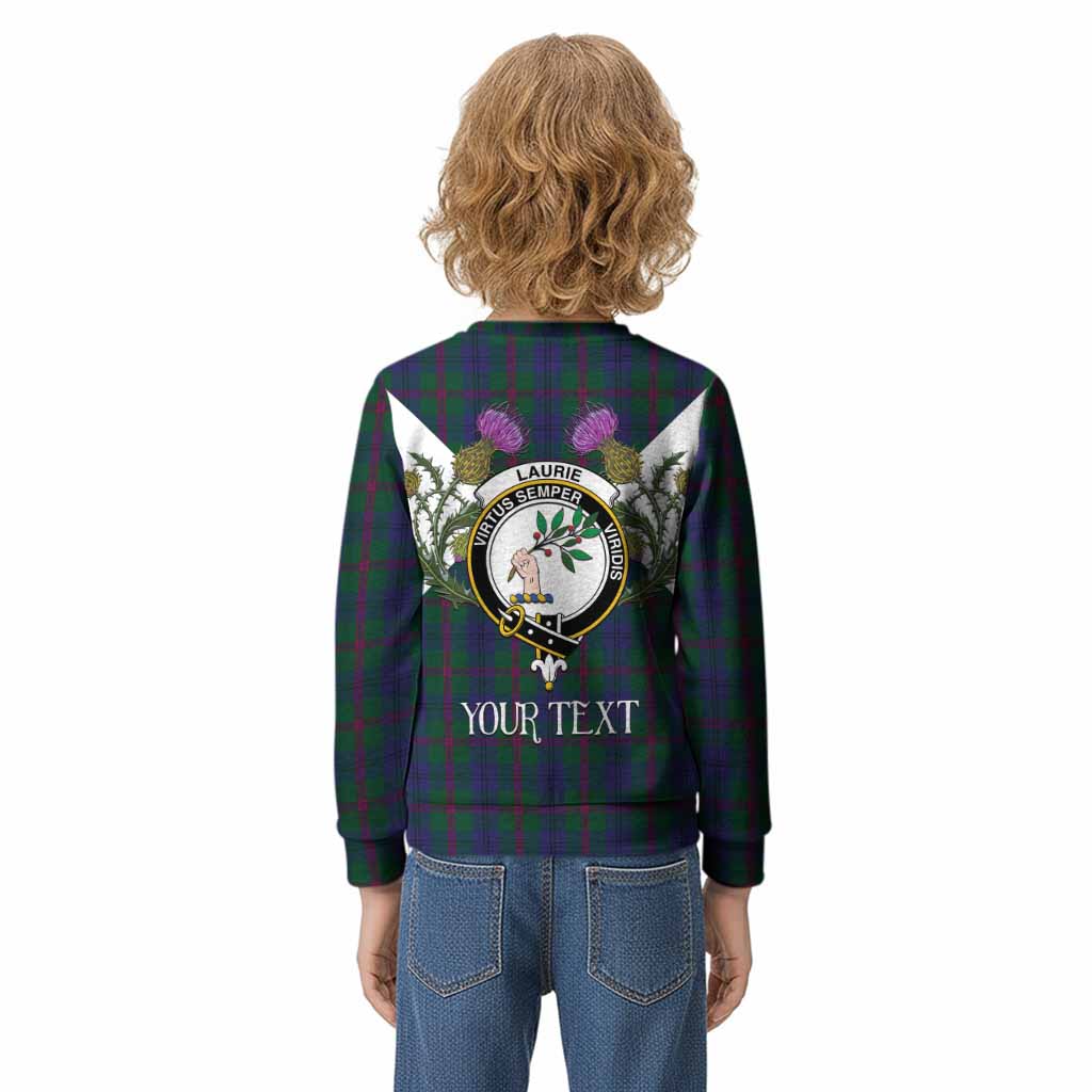 Laurie Tartan Family Crest Kid Knitted Sweatshirt Scottish Burns Night Thistle Floral