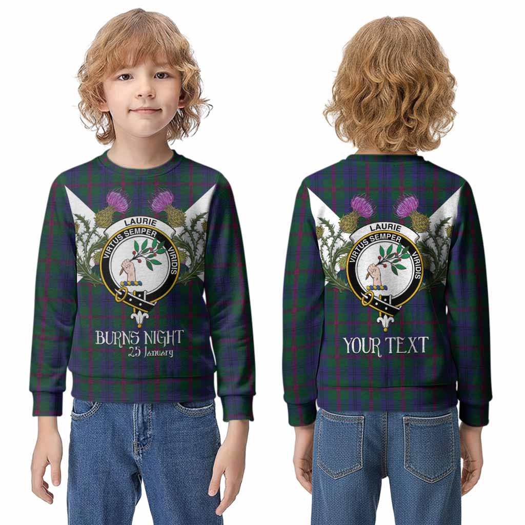 Laurie Tartan Family Crest Kid Knitted Sweatshirt Scottish Burns Night Thistle Floral