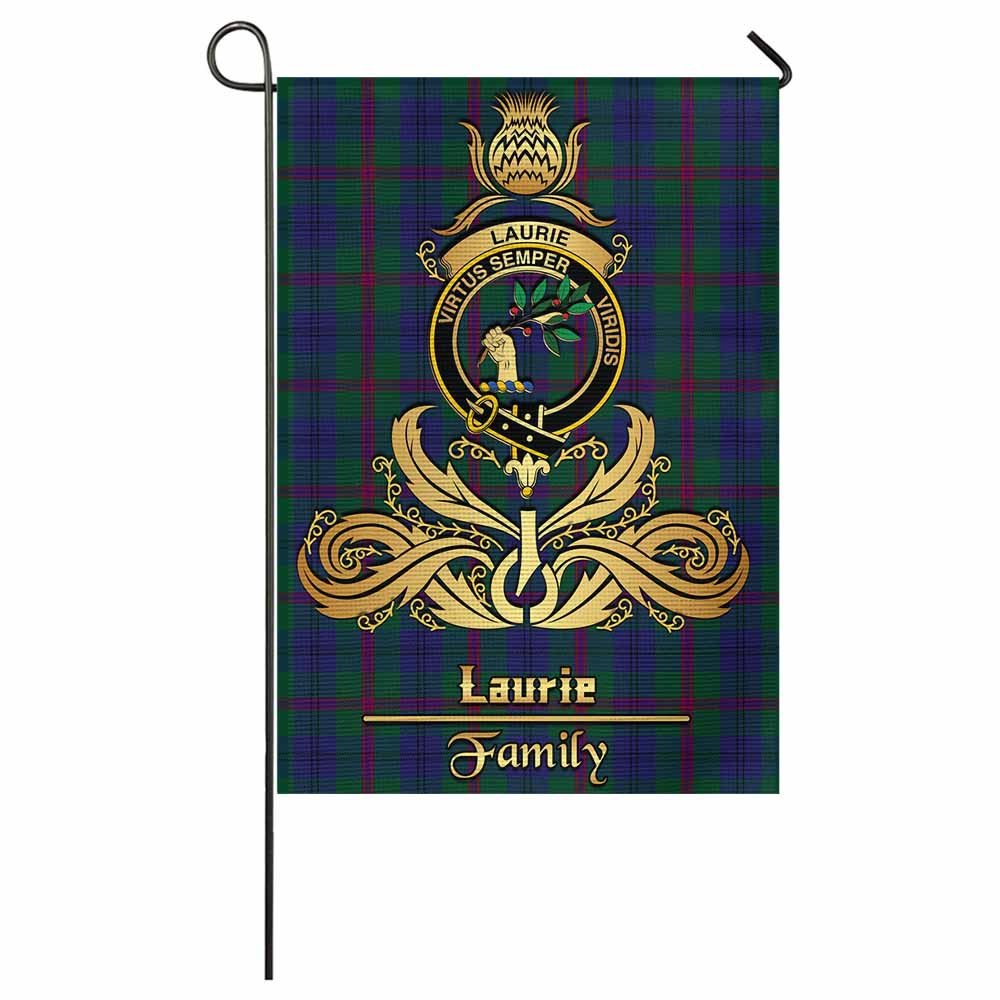 Laurie Tartan Garden Flag with Highland Thistle Cherish Family Crest Style - Tartan Vibes Clothing