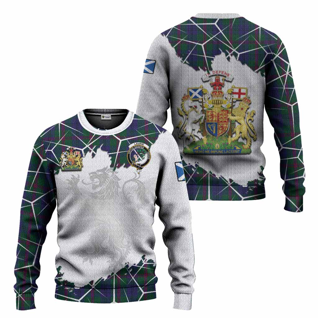 Laurie Tartan Knitted Sweater with Family Crest and Lion Rampant Grunge Style