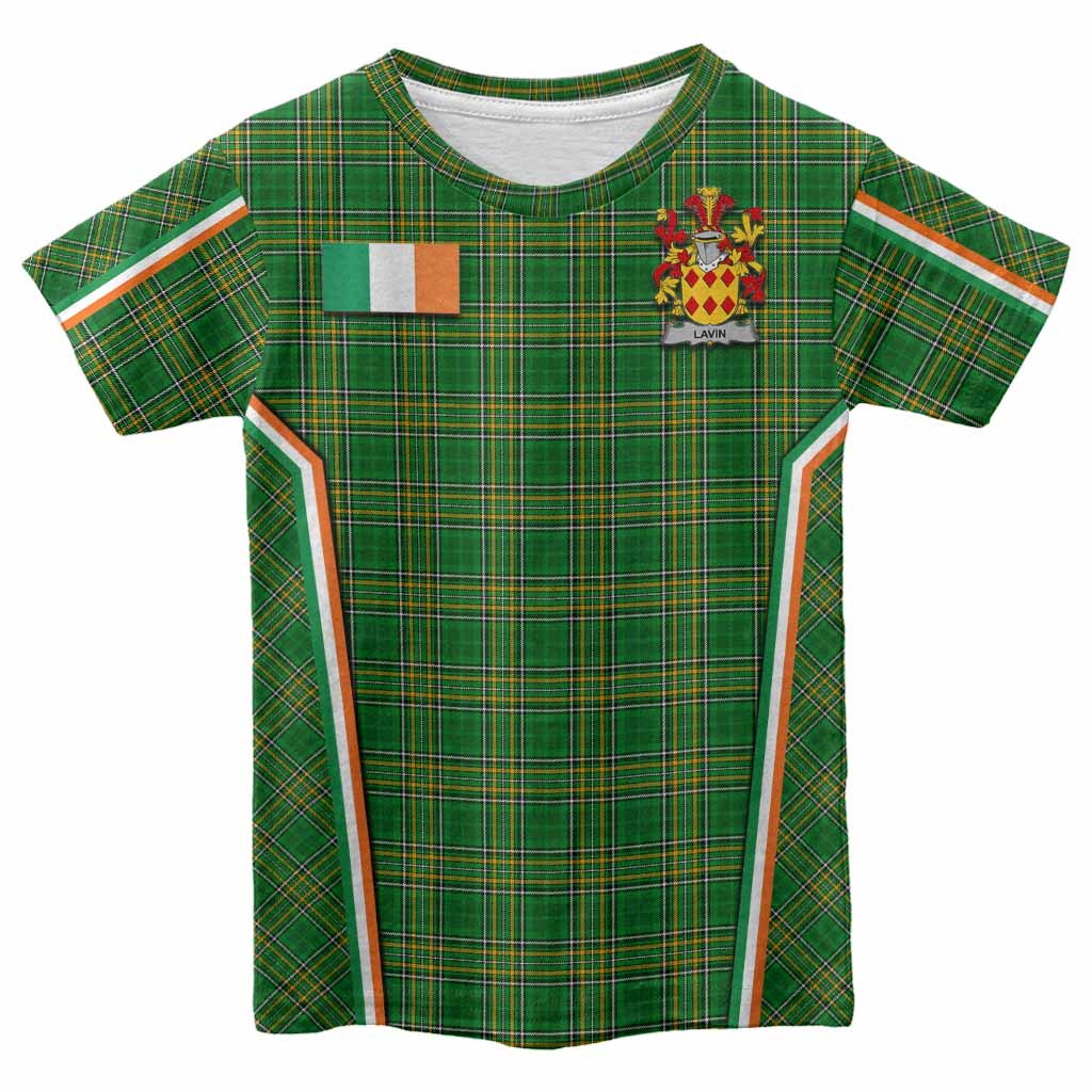 Lavin Irish Clan Coat of Arm Tartan Kid T-shirt Flag Style