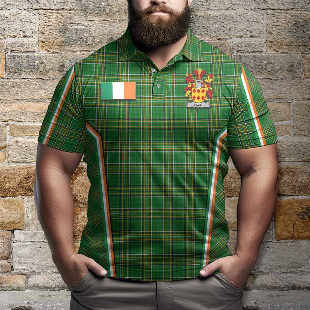 Lavin Irish Clan Coat of Arm Tartan Polo Shirt Flag Style