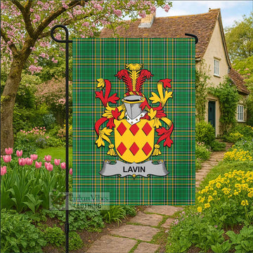 Lavin Irish Clan Tartan Flag with Coat of Arms
