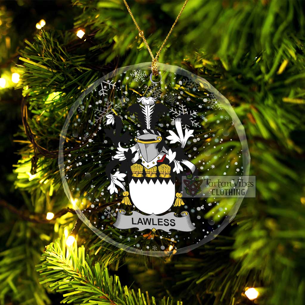 Lawless Irish Clan Christmas Glass Ornament with Coat of Arms Transparent Glass Circle - 2D-tartanvibesclothing