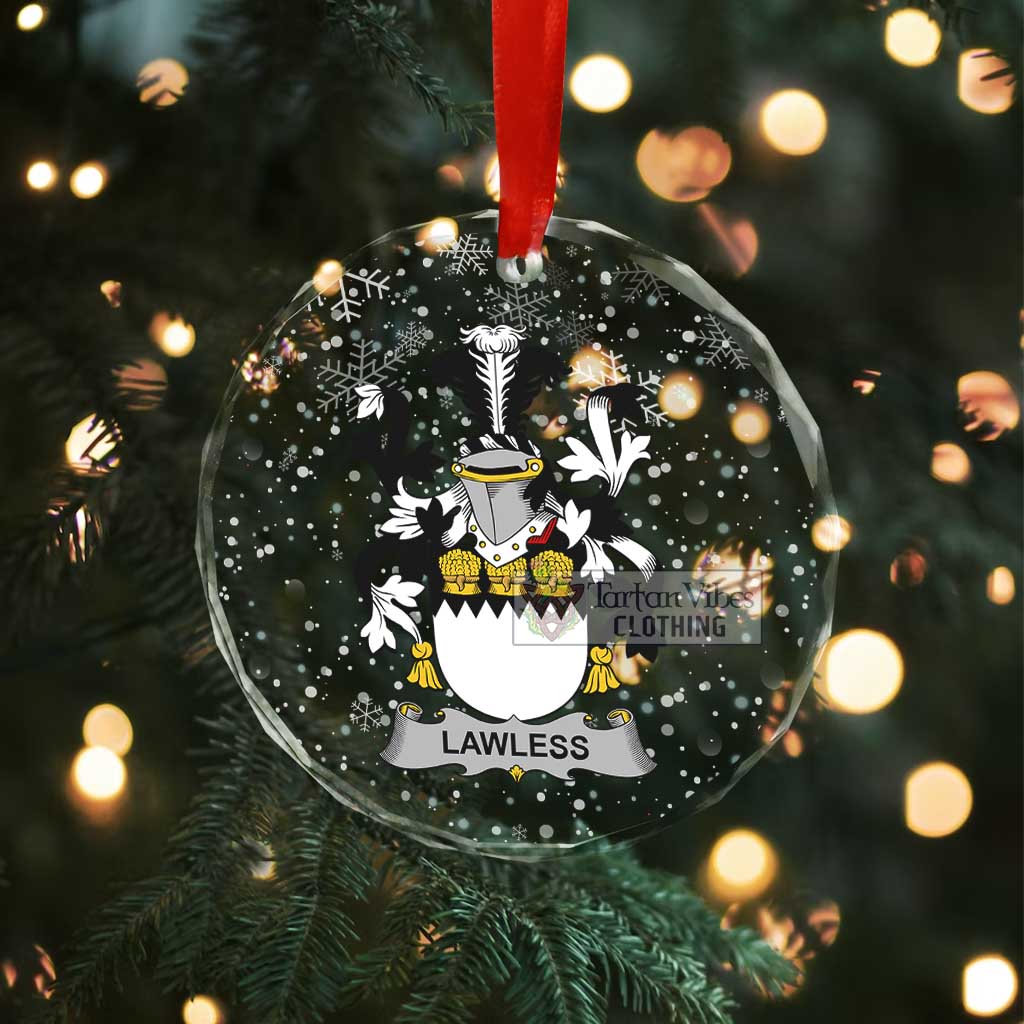 Lawless Irish Clan Christmas Glass Ornament with Coat of Arms - 2D-tartanvibesclothing