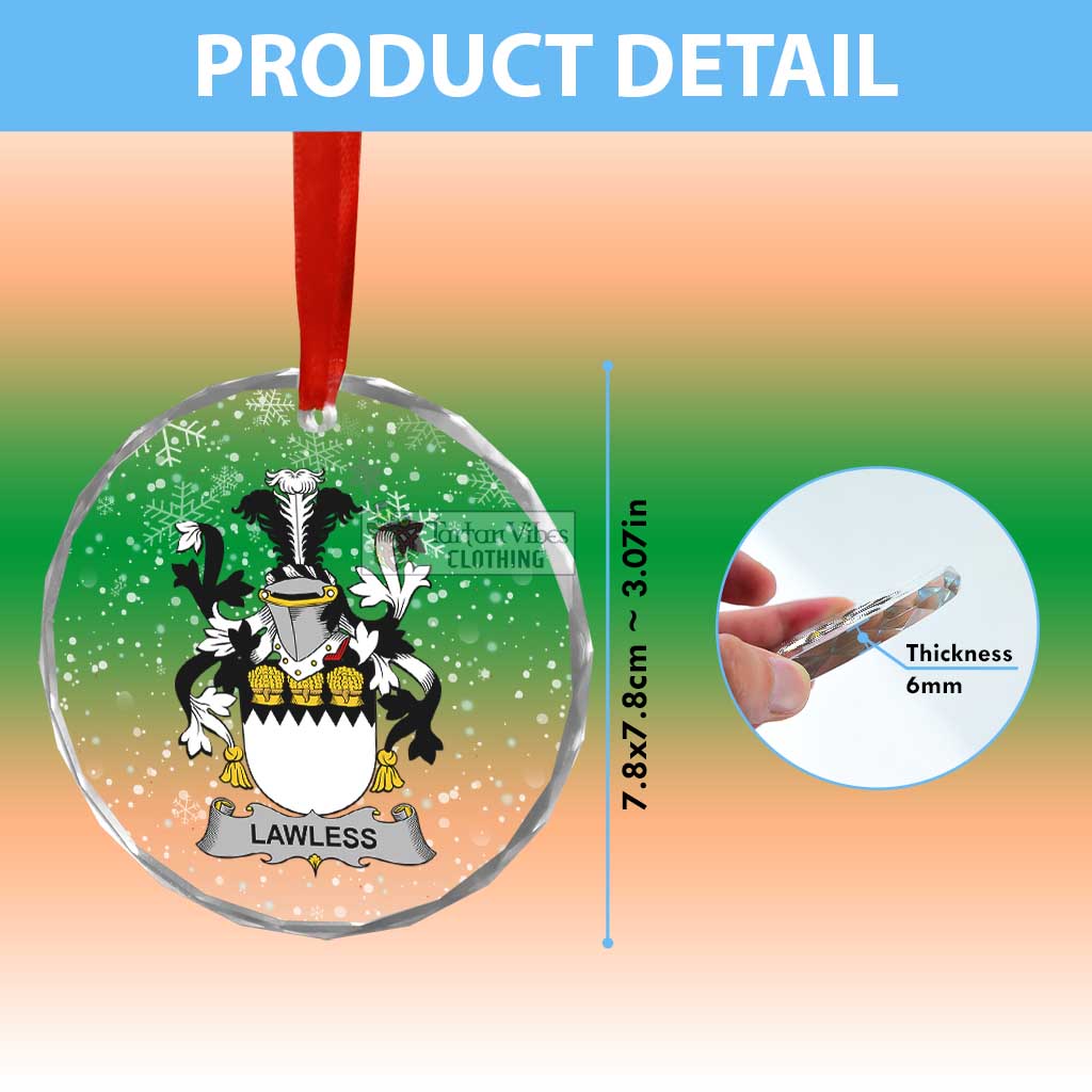 Lawless Irish Clan Christmas Glass Ornament with Coat of Arms - 2D-tartanvibesclothing