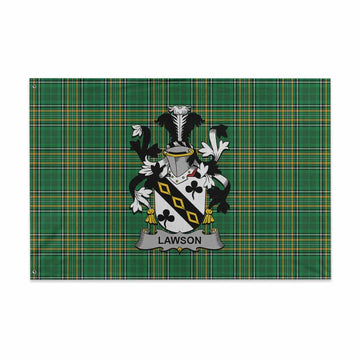 Tartan Vibes Clothing Lawson Irish Clan Tartan House Flag with Coat of Arms