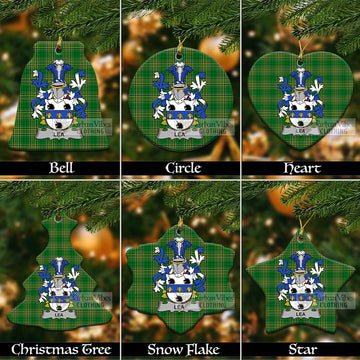 Lea Irish Clan Tartan Christmas Ceramic Ornament with Coat of Arms