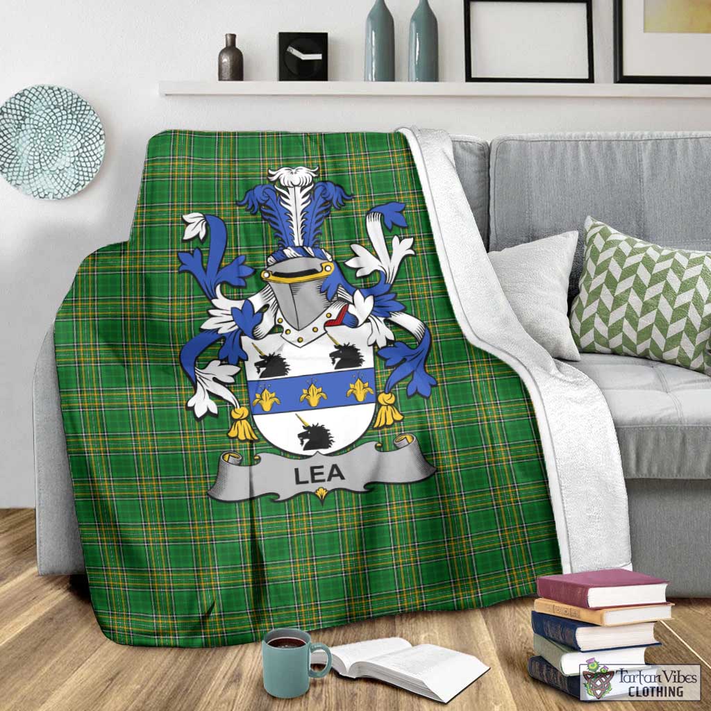 Tartan Vibes Clothing Lea Irish Clan Tartan Blanket with Coat of Arms