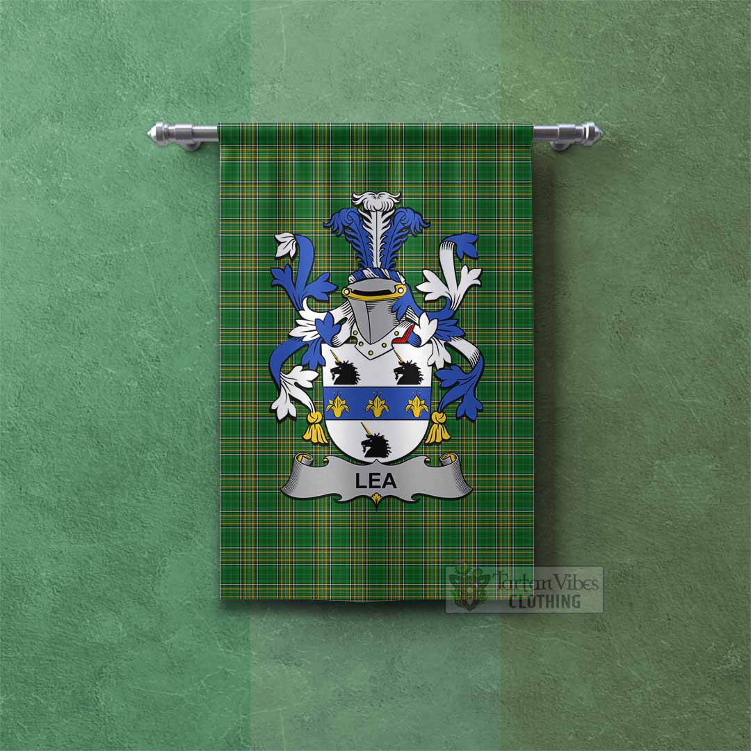 Tartan Vibes Clothing Lea Irish Clan Tartan Gonfalon, Tartan Banner with Coat of Arms